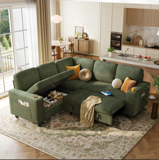 LINSY HOME Plush Corduroy Sleeper Sofa Bed Review